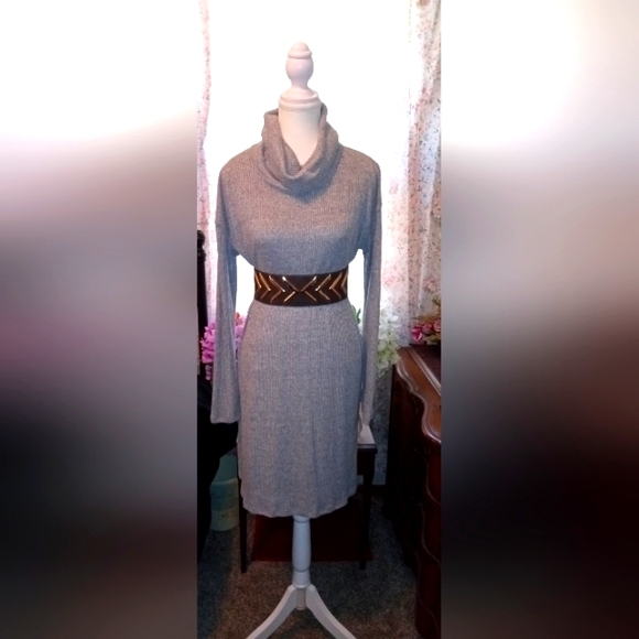 Grey Cowl Neck Fall Dress Size M - Picture 1 of 5